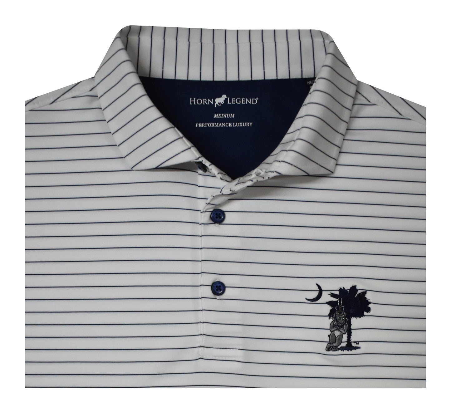 HL Sport White/Navy Stripe Bulldog on Tree Polo