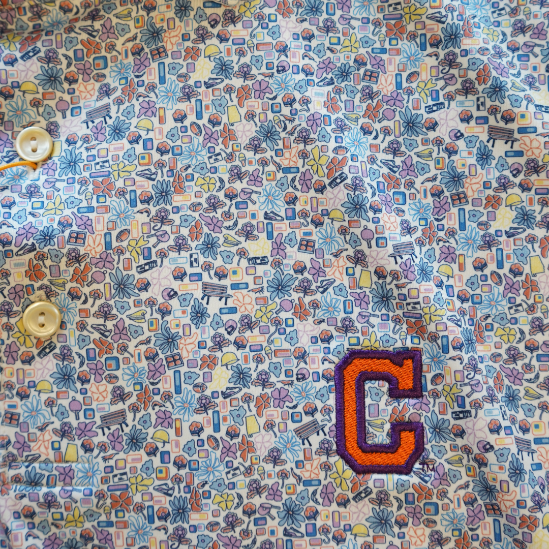 Peter Millar Clemson Block "C" novelty print polo