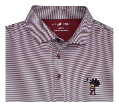 HL Sport Garnet & White Stripe Cocky On Tree Polo