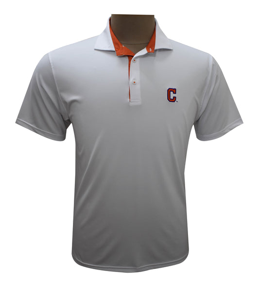 HL Sport Solid White w/ Orange Trim Polo